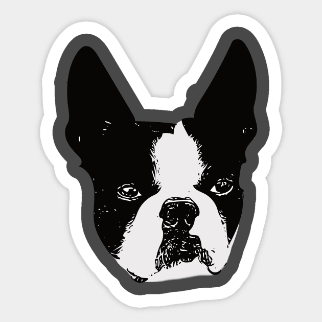 Boston Bull Terrier Face Sticker by DoggyStyles